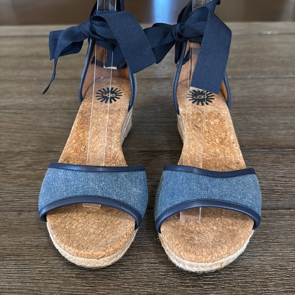 UGG THE AMELL Espadrille Wedges Marino Blue - Picture 3 of 8